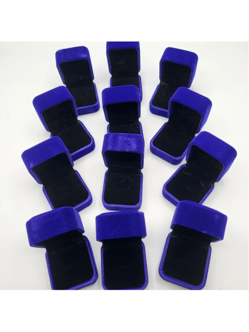 Set of 12 Royal Blue Velvet Ring Boxes – Hinged Jewelry Gift Display Boxes -NWOT